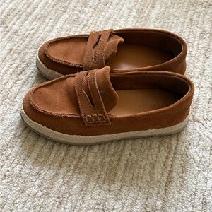 Boys Zara suede warm brown loafer woven shoes size 1